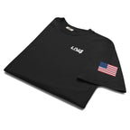 LIV 4 USA Flag on Sleeve Unisex Soft Heavyweight T-Shirt | White Logo