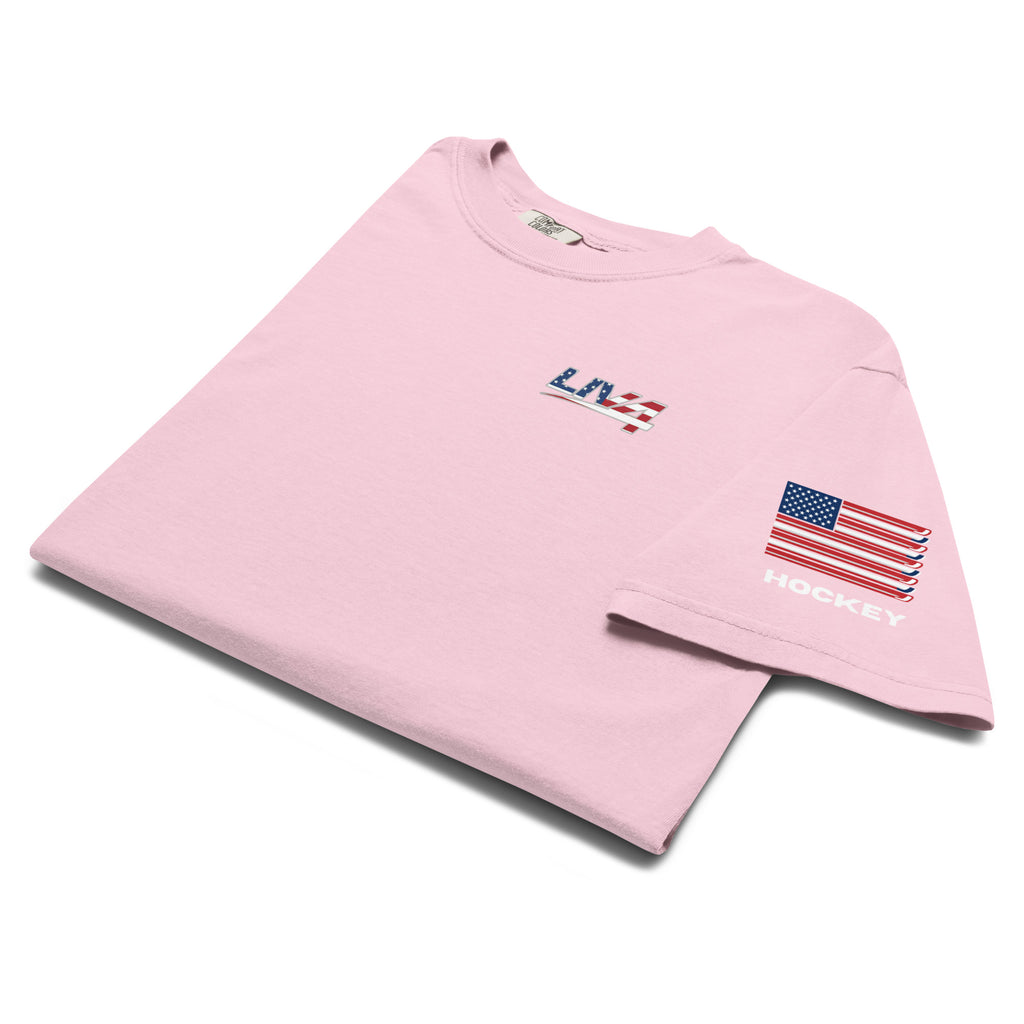 LIV 4 Patriotic and USA Flag on Sleeve Unisex Soft Heavyweight T-Shirt