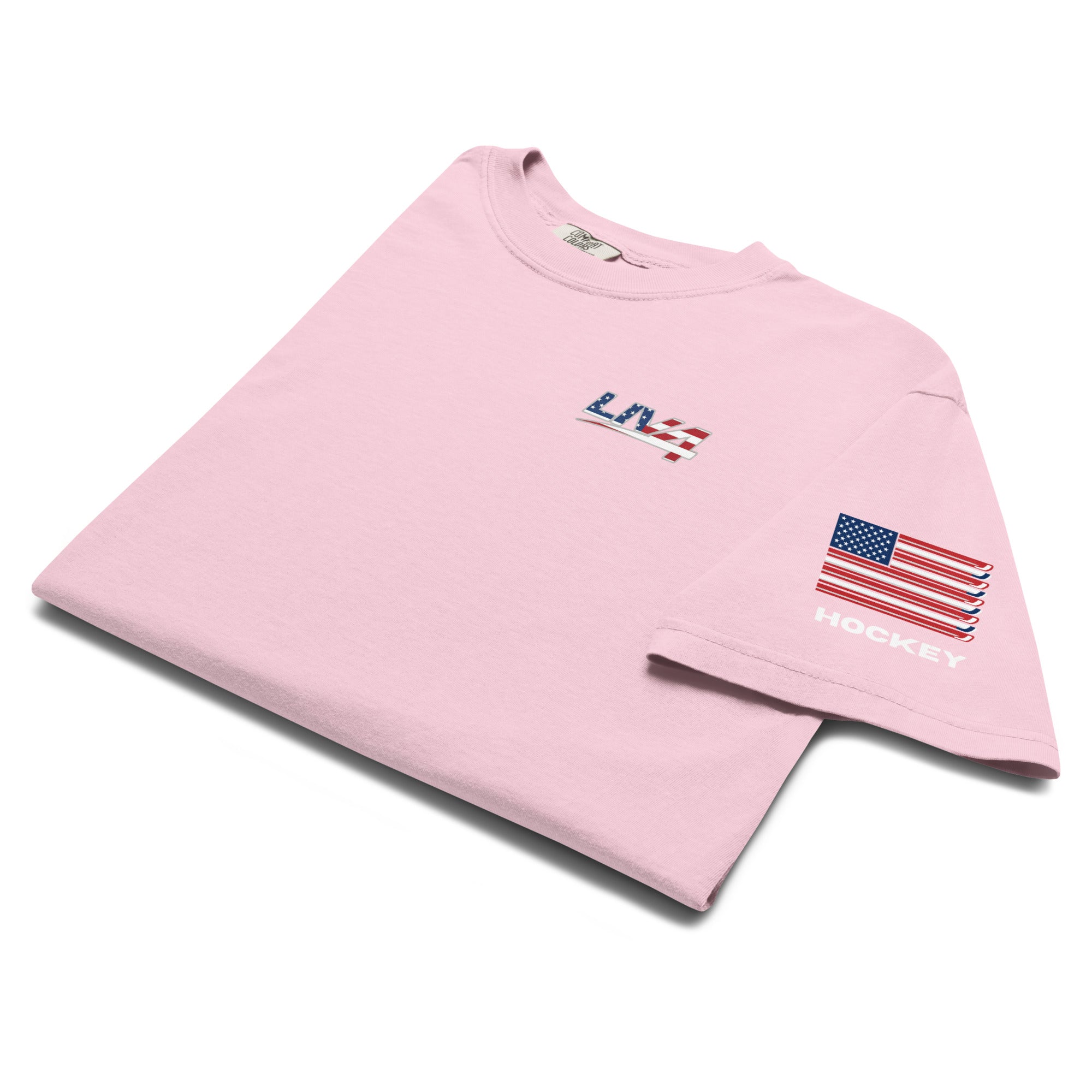 LIV 4 Patriotic and USA Flag on Sleeve Unisex Soft Heavyweight T-Shirt