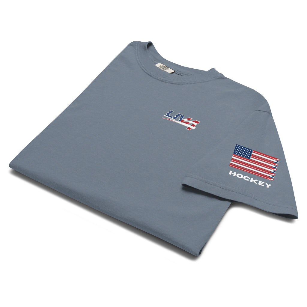 LIV 4 Patriotic and USA Flag on Sleeve Unisex Soft Heavyweight T-Shirt