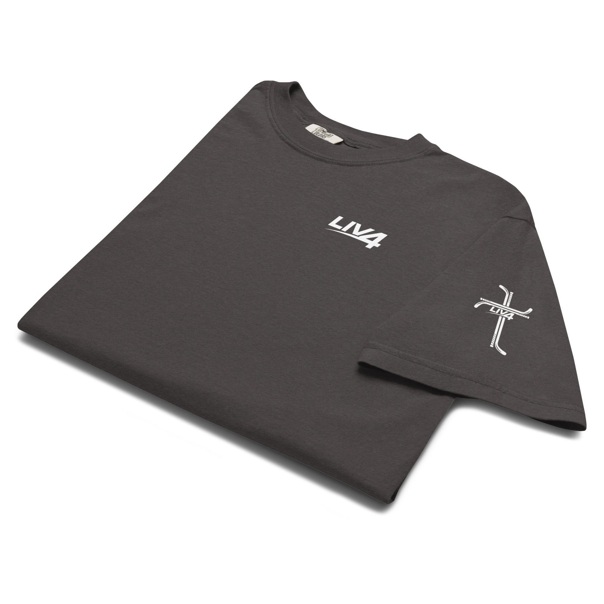 LIV 4 Hockey Cross Unisex Soft Heavyweight T-Shirt | White Logo