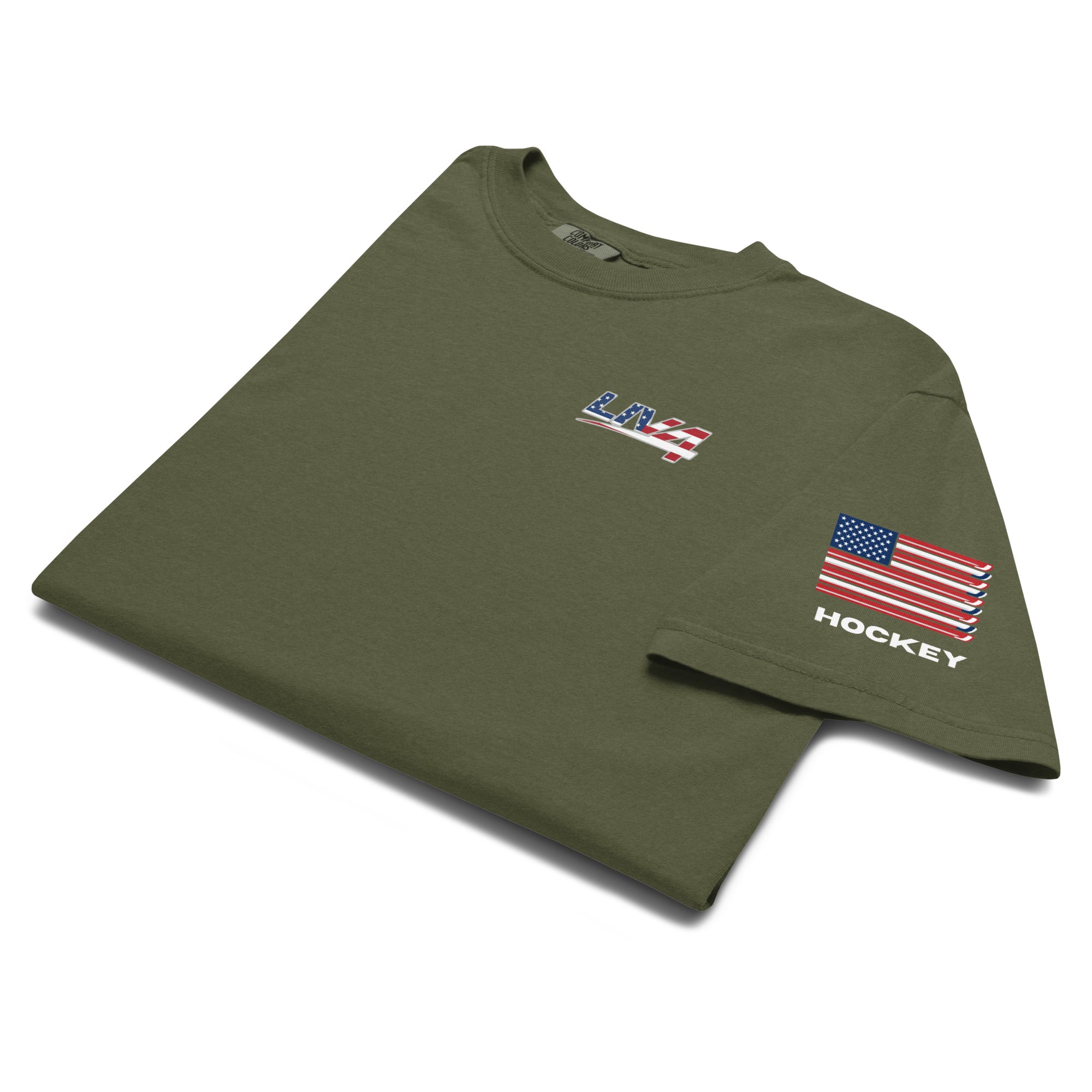 LIV 4 Patriotic and USA Flag on Sleeve Unisex Soft Heavyweight T-Shirt
