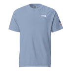LIV 4 USA Flag on Sleeve Unisex Soft Heavyweight T-Shirt | White Logo