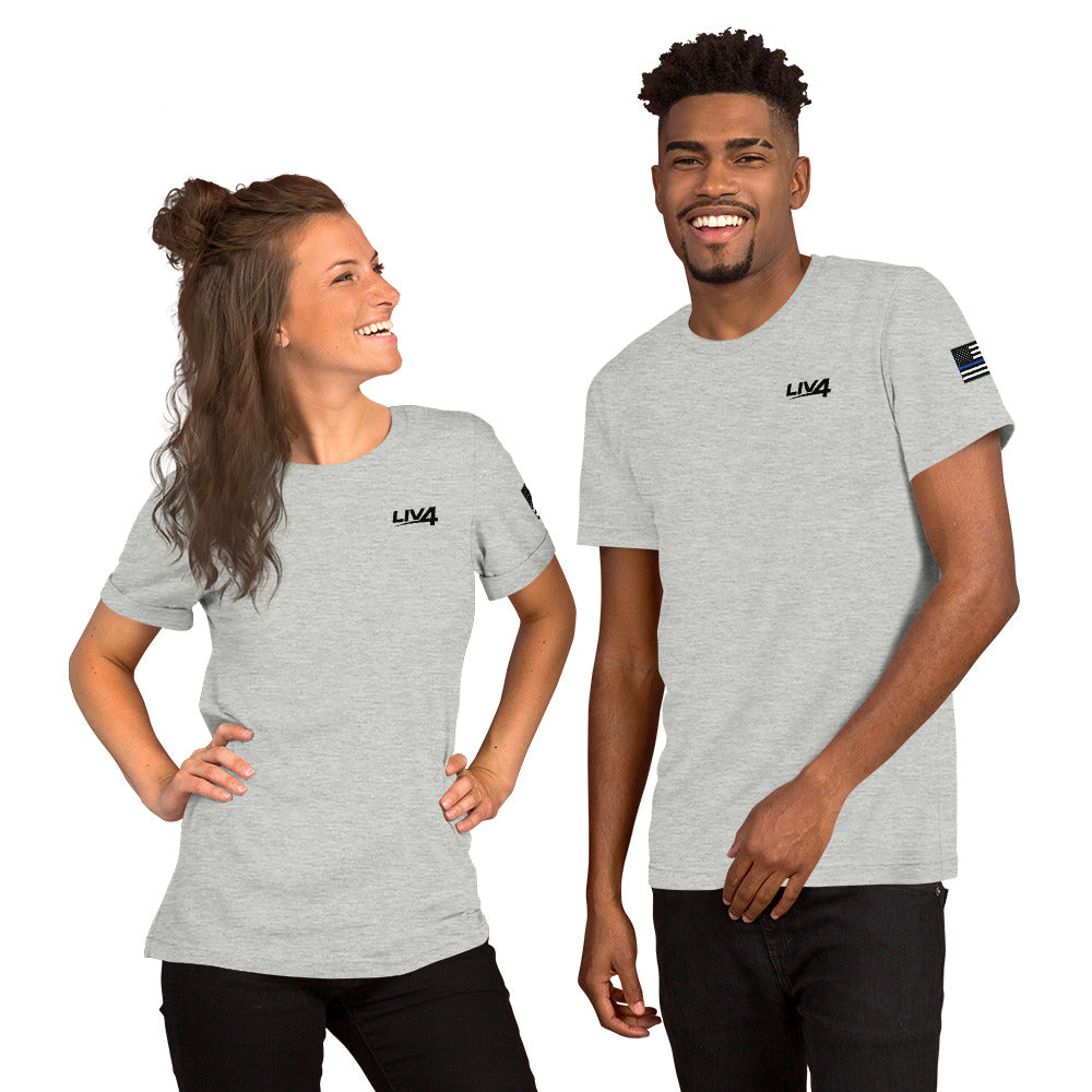 LIV 4 First Responder - Blue Line USA Flag Theme Unisex Soft Lightweight T-Shirt