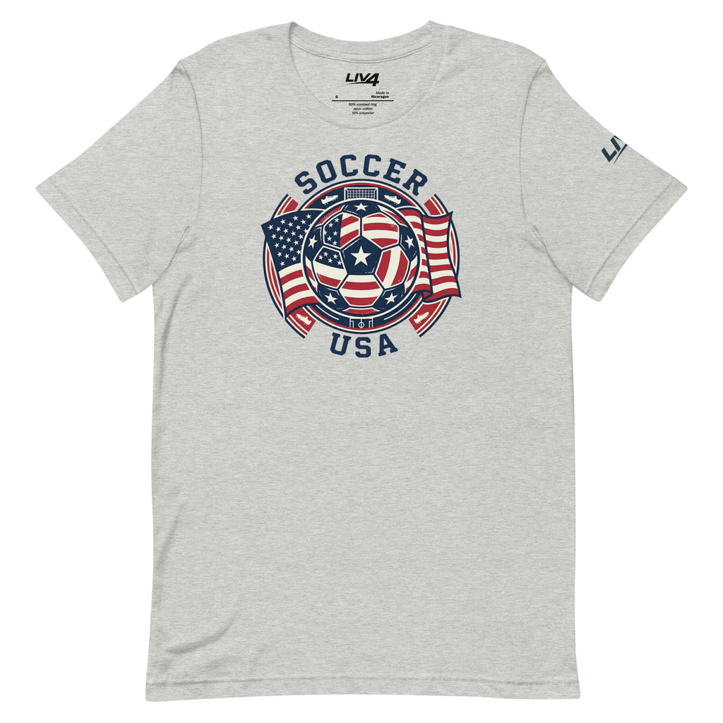 LIV 4 Soccer with USA Flag Unisex T-Shirt