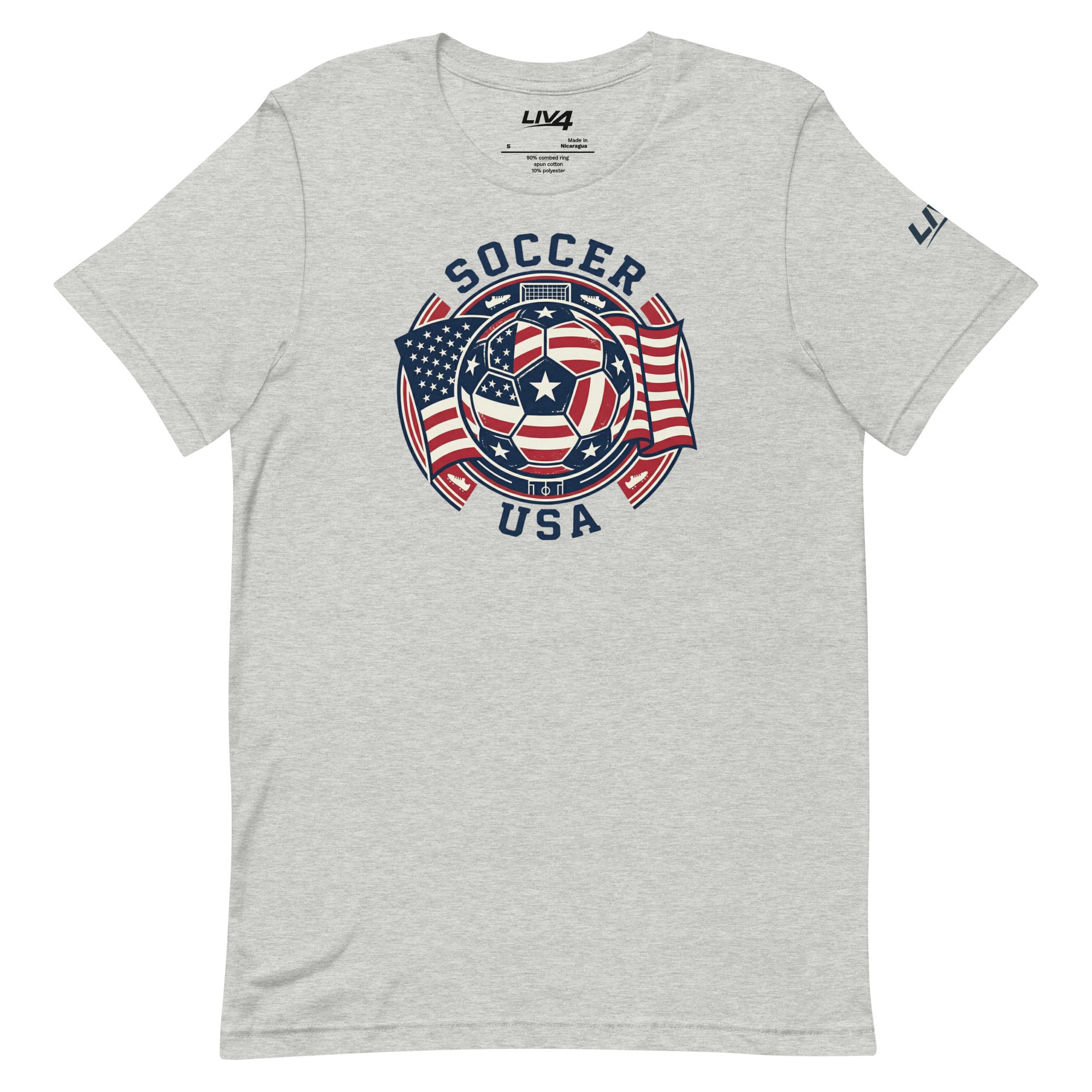 LIV 4 Soccer with USA Flag Unisex T-Shirt