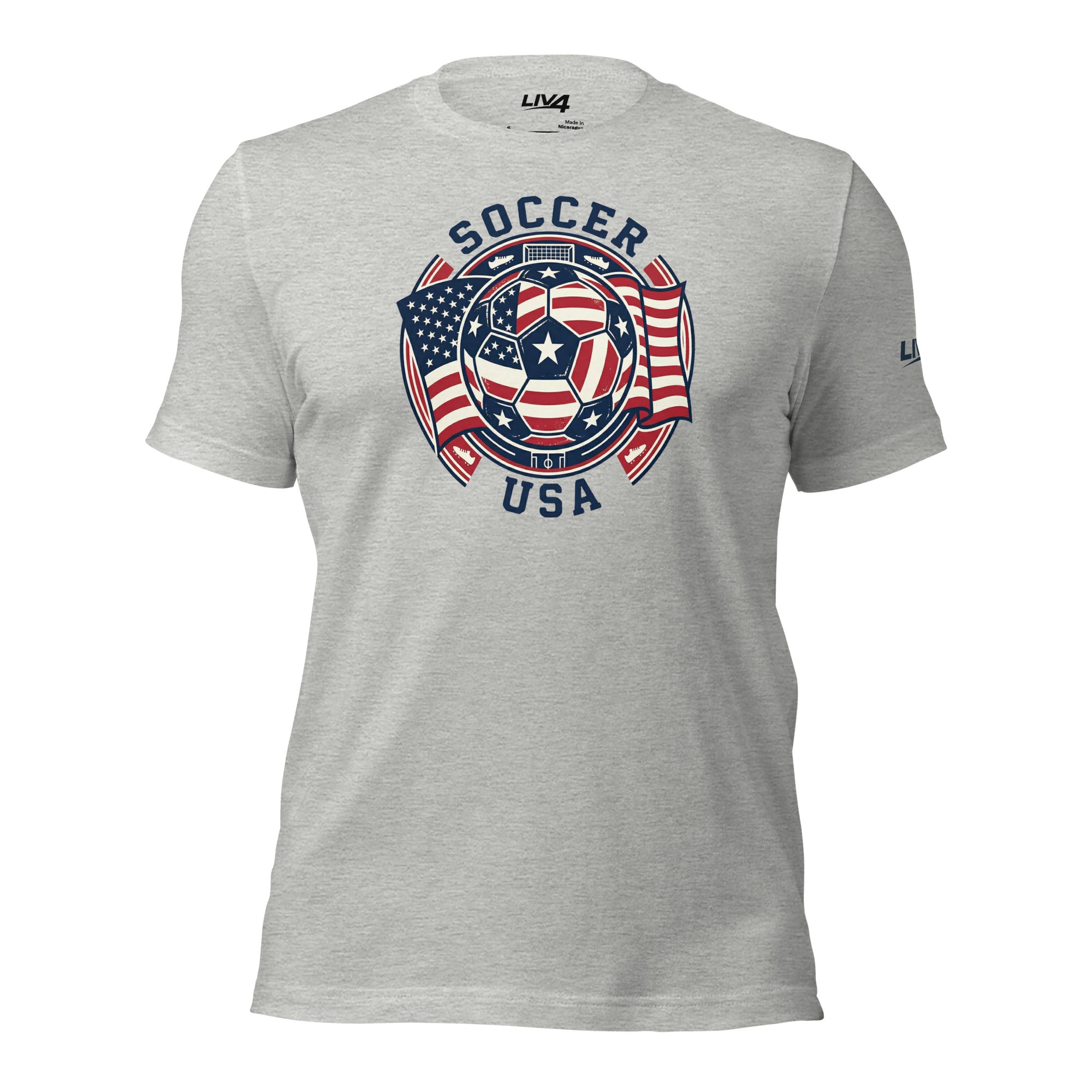 LIV 4 Soccer with USA Flag Unisex T-Shirt