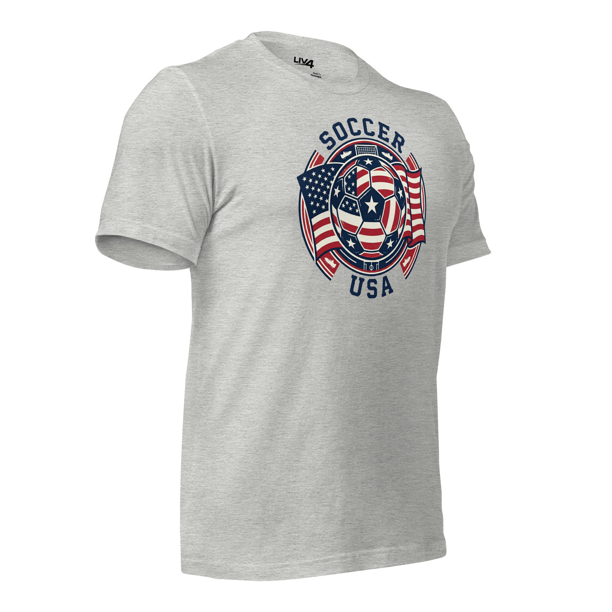 LIV 4 Soccer with USA Flag Unisex T-Shirt