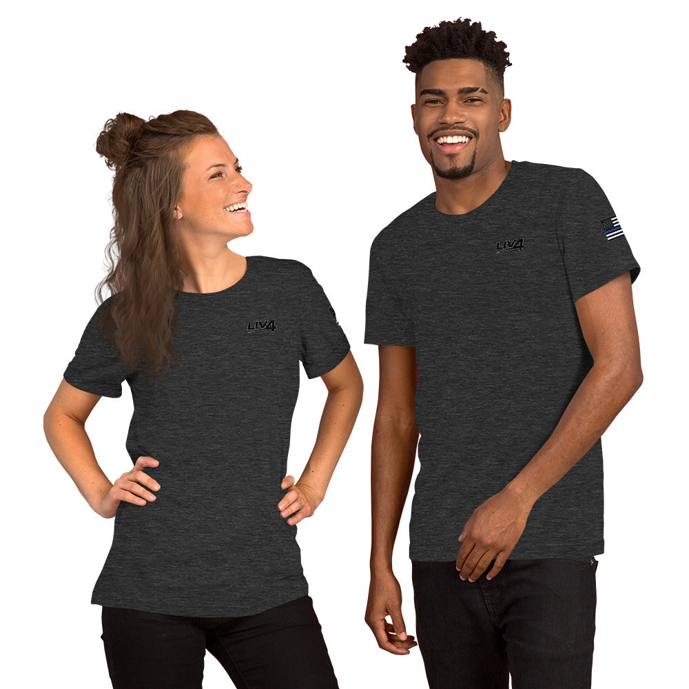 LIV 4 First Responder - Blue Line USA Flag Theme Unisex Soft Lightweight T-Shirt