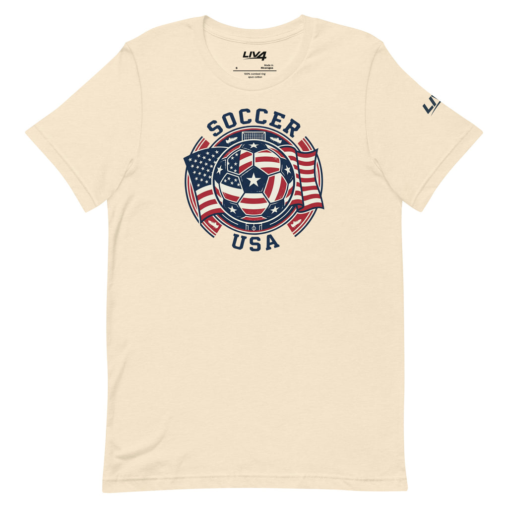 LIV 4 Soccer with USA Flag Unisex T-Shirt