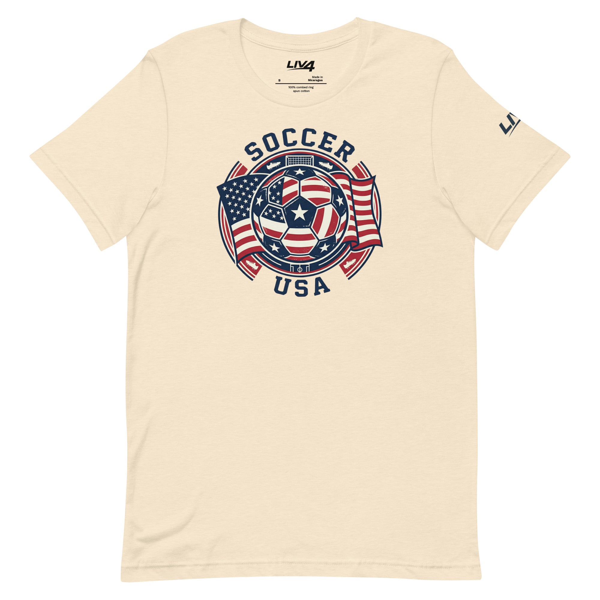 LIV 4 Soccer with USA Flag Unisex T-Shirt