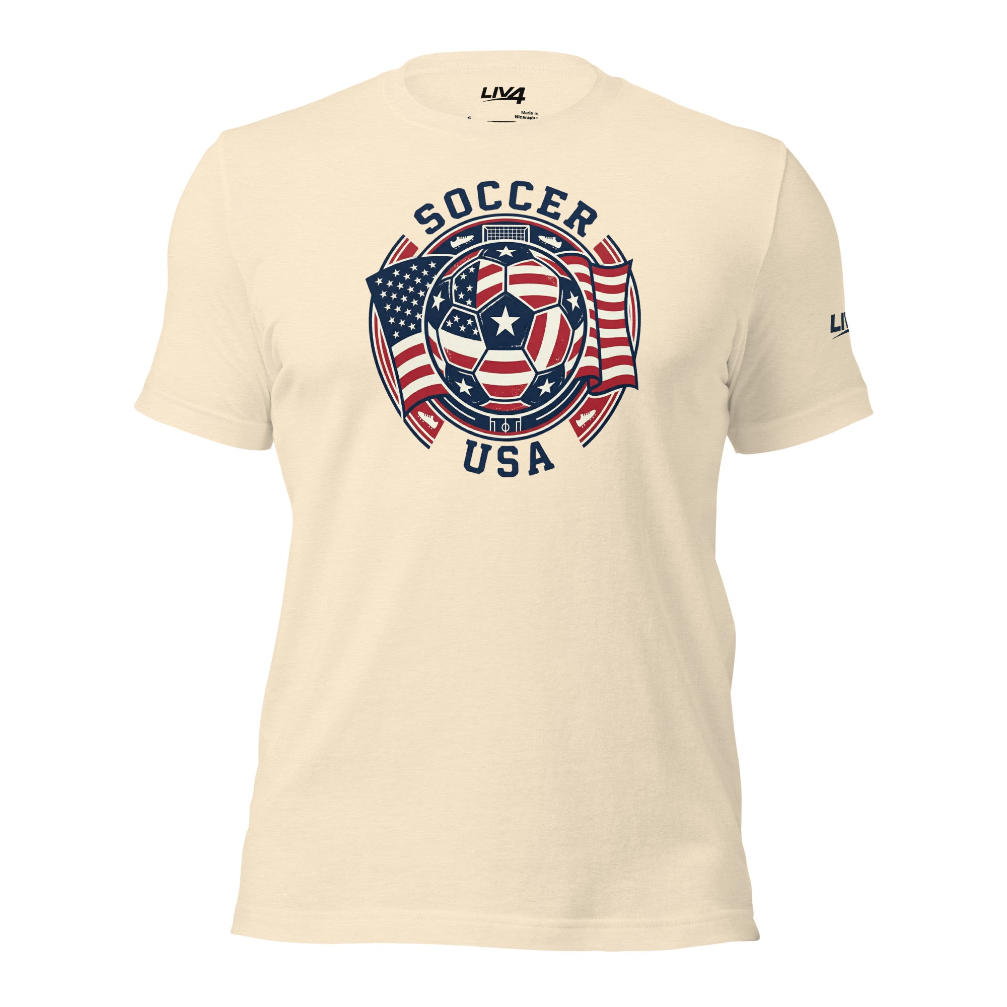 LIV 4 Soccer with USA Flag Unisex T-Shirt