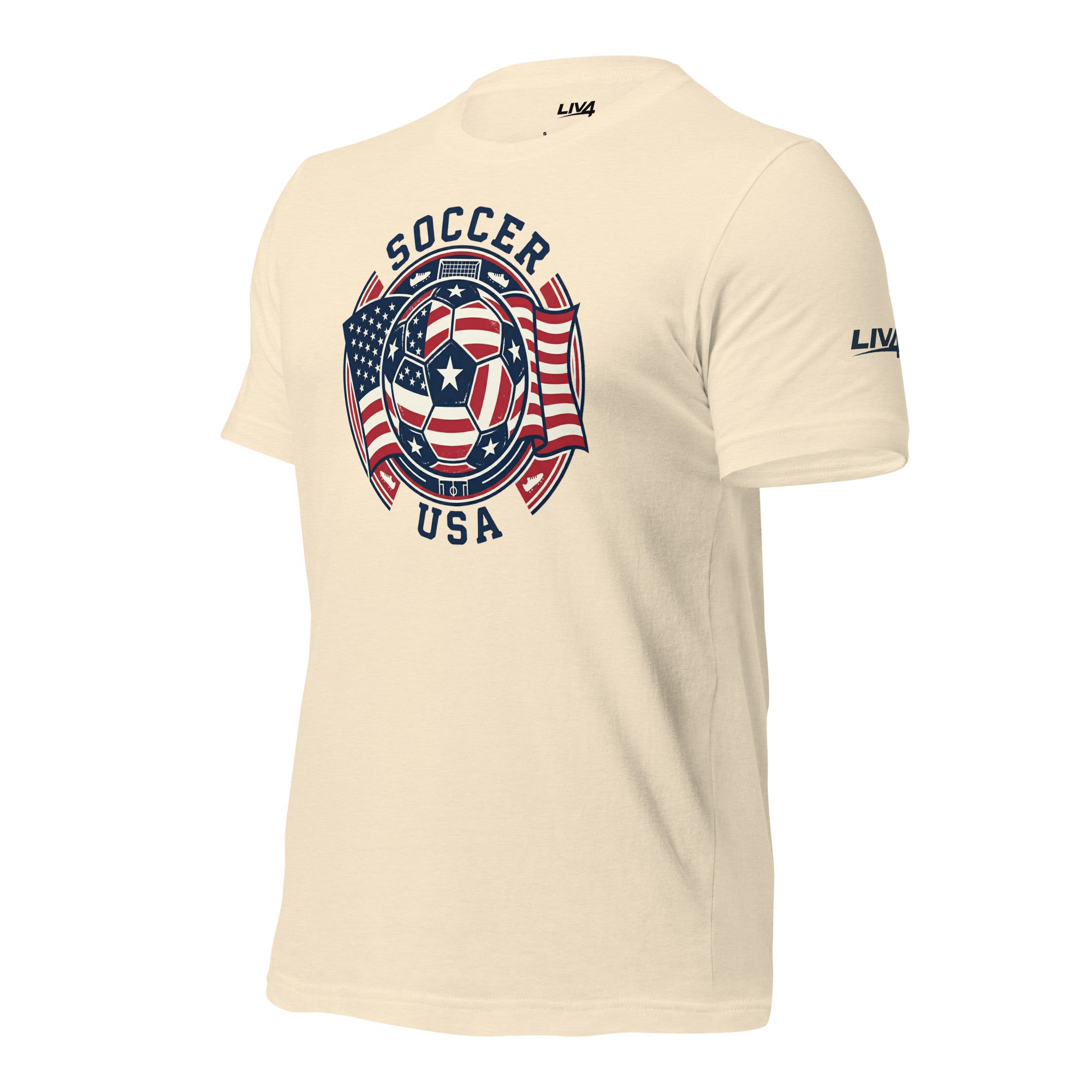 LIV 4 Soccer with USA Flag Unisex T-Shirt