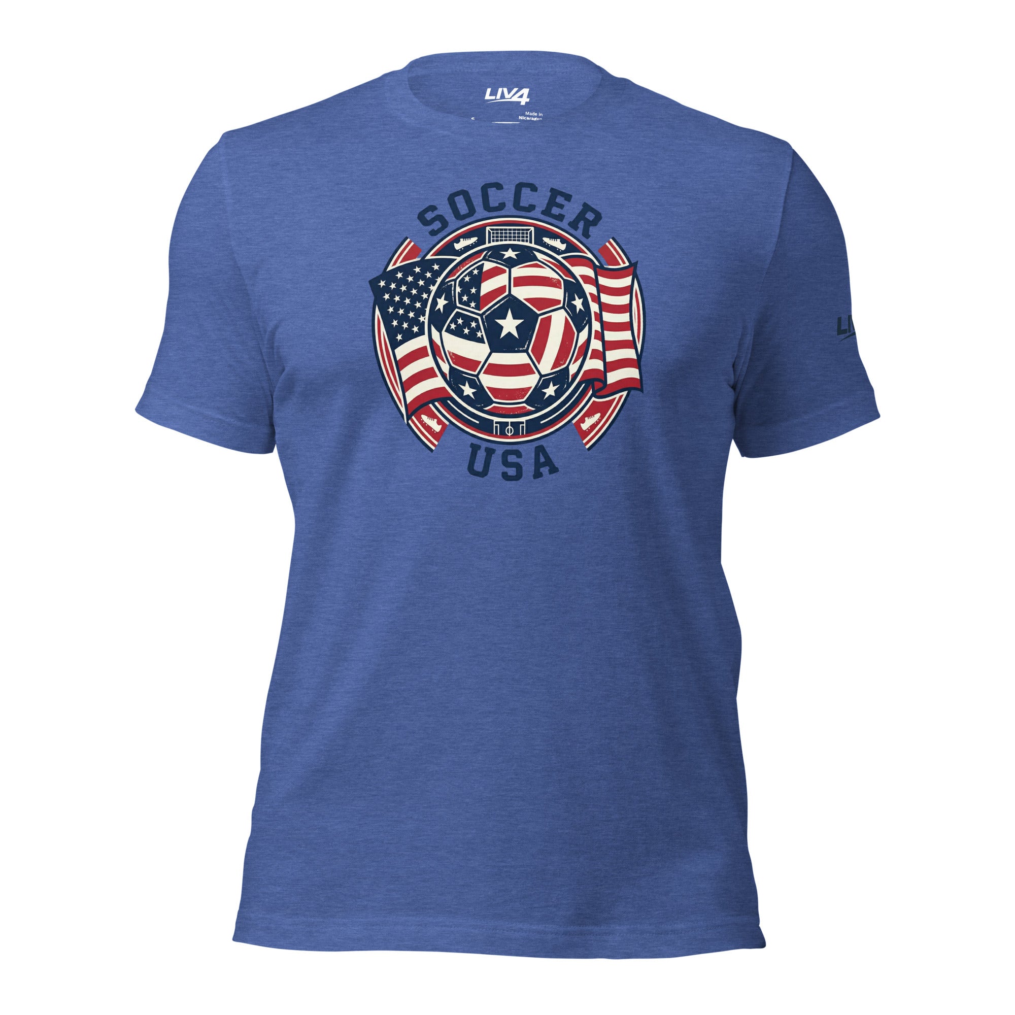 LIV 4 Soccer with USA Flag Unisex T-Shirt
