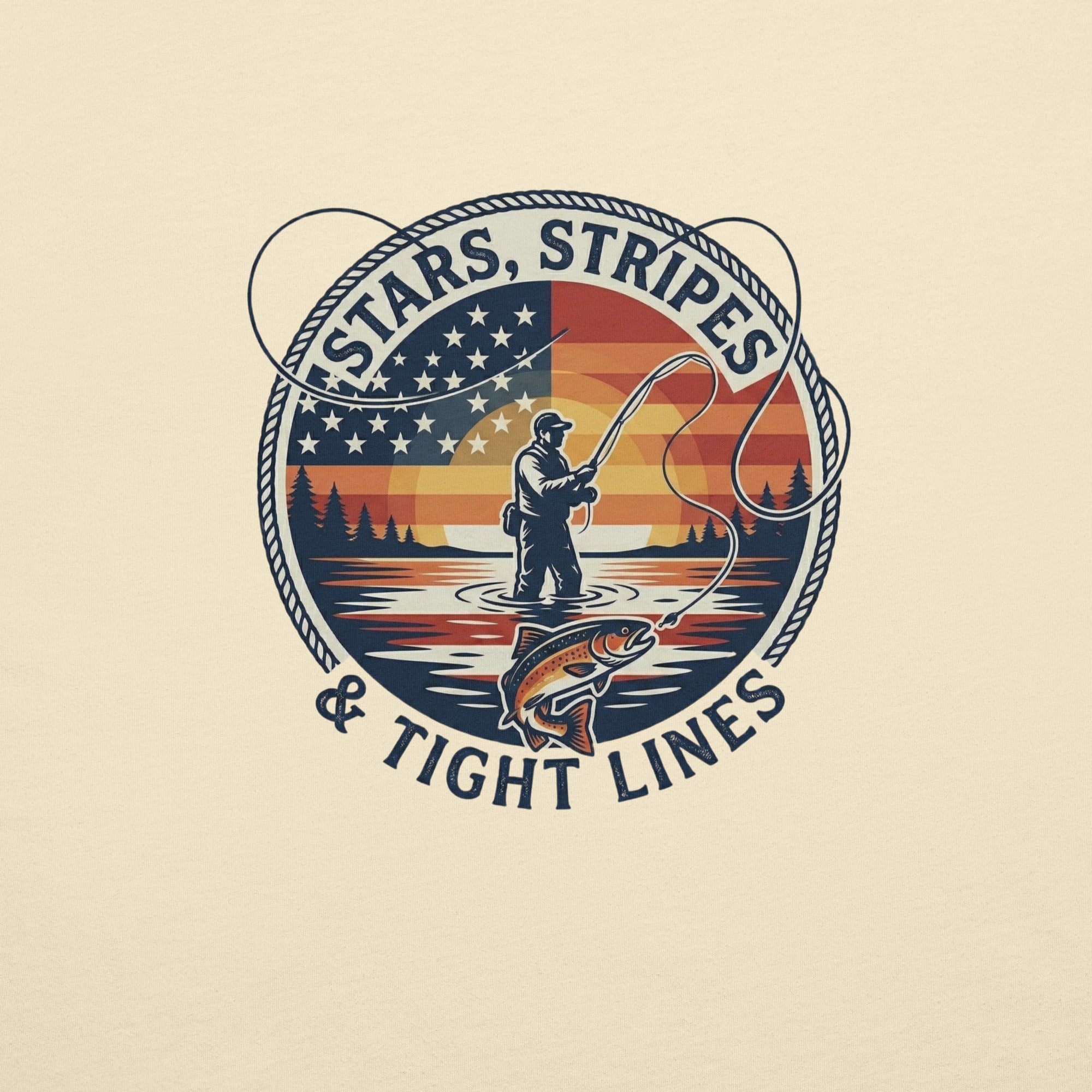 LIV 4 Stars Stripes and Tight Lines Fishing Unisex T-Shirt