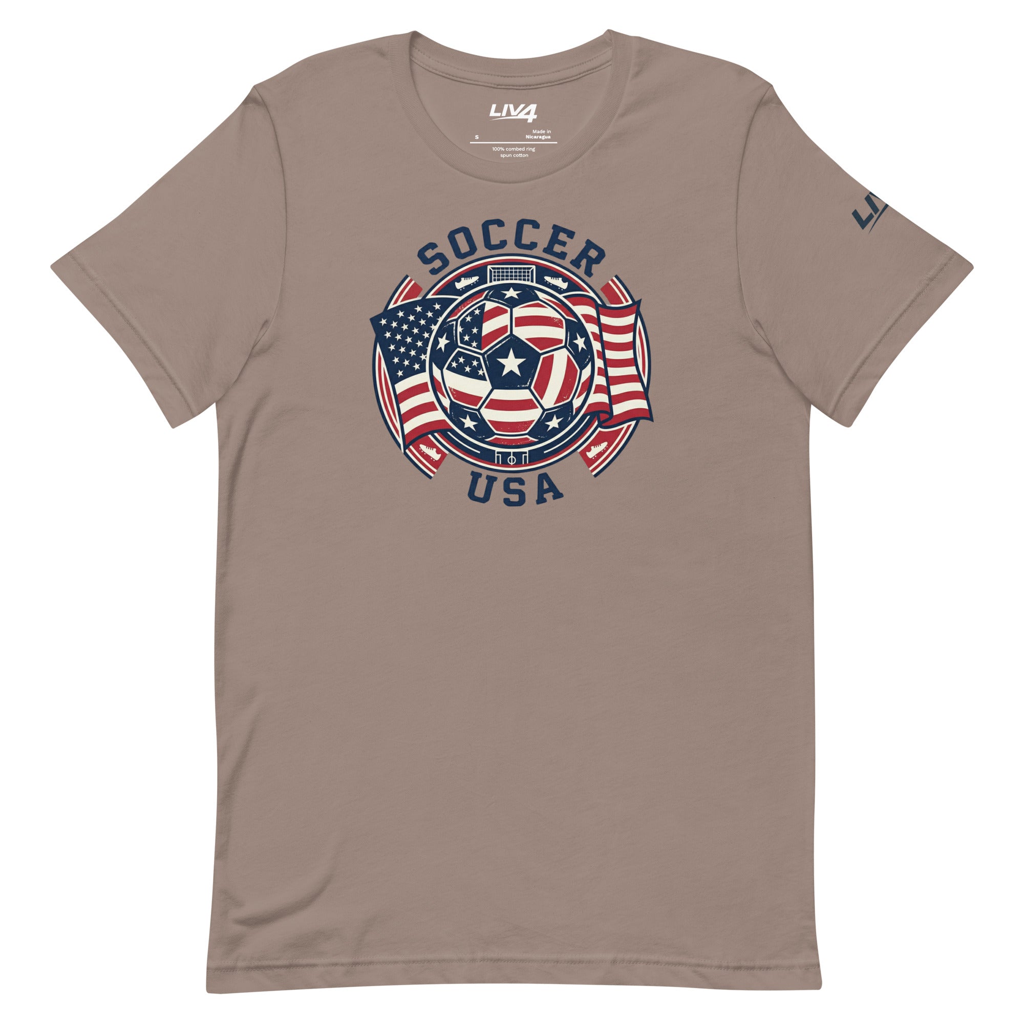 LIV 4 Soccer with USA Flag Unisex T-Shirt