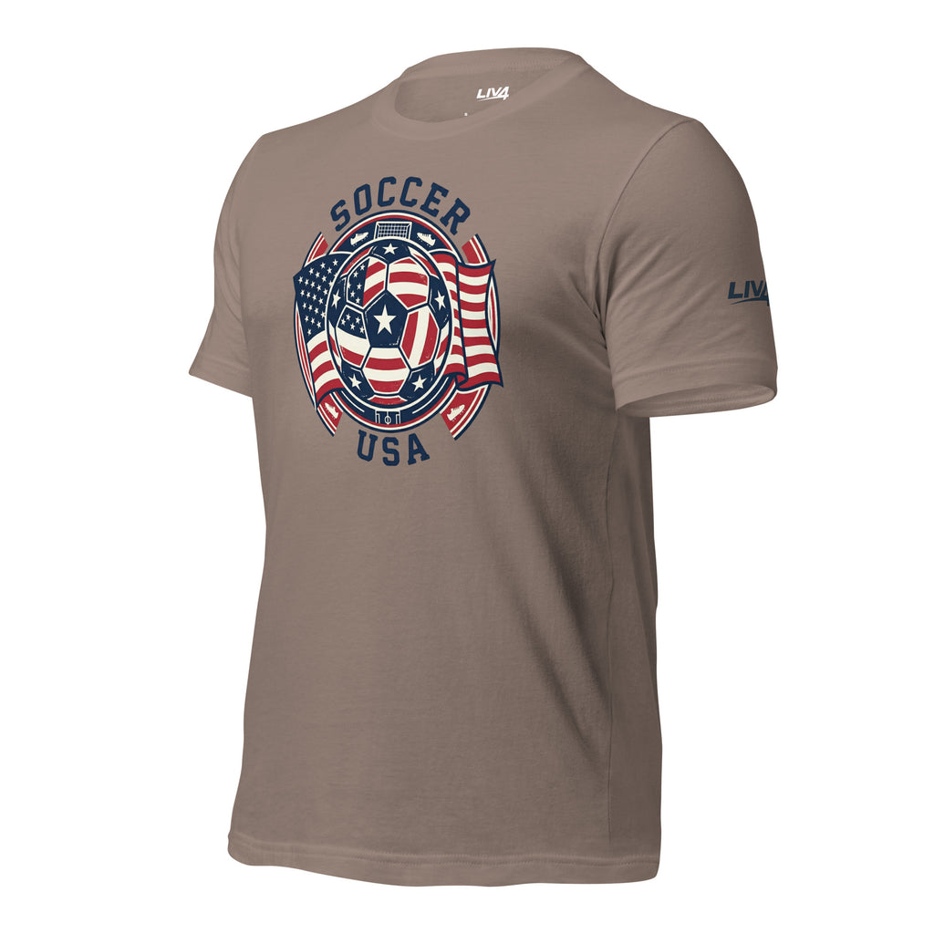 LIV 4 Soccer with USA Flag Unisex T-Shirt