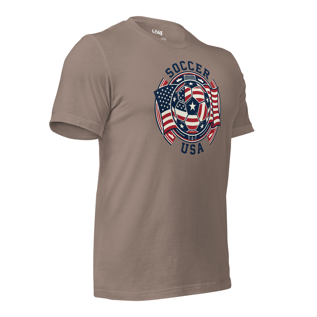 LIV 4 Soccer with USA Flag Unisex T-Shirt