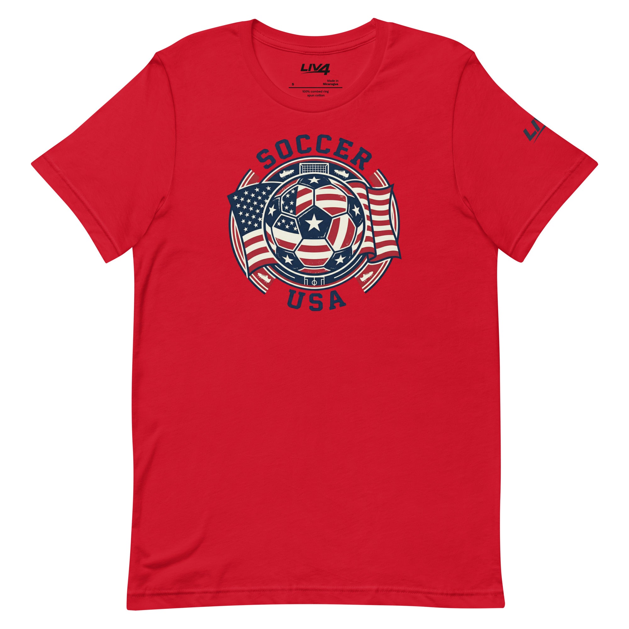 LIV 4 Soccer with USA Flag Unisex T-Shirt