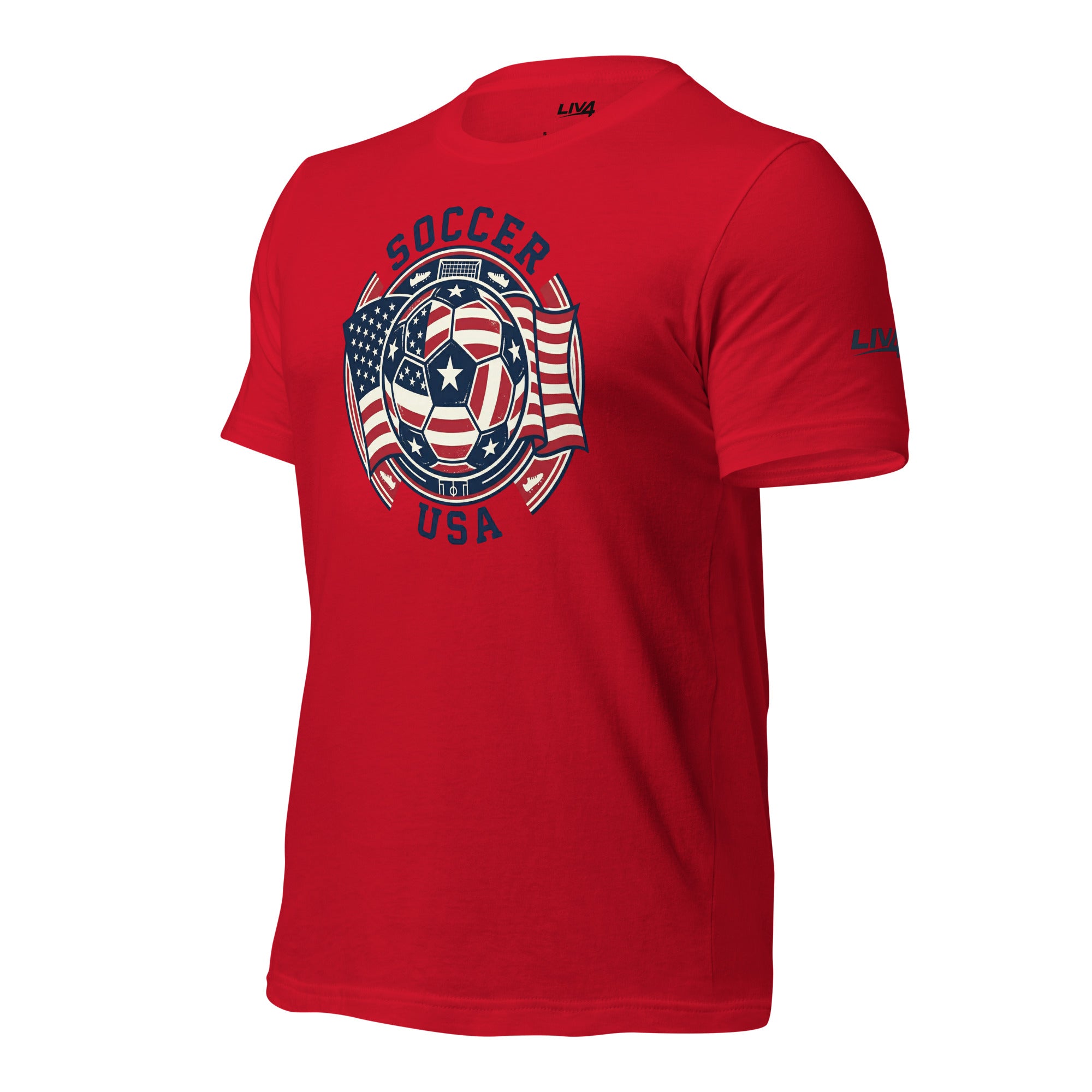 LIV 4 Soccer with USA Flag Unisex T-Shirt