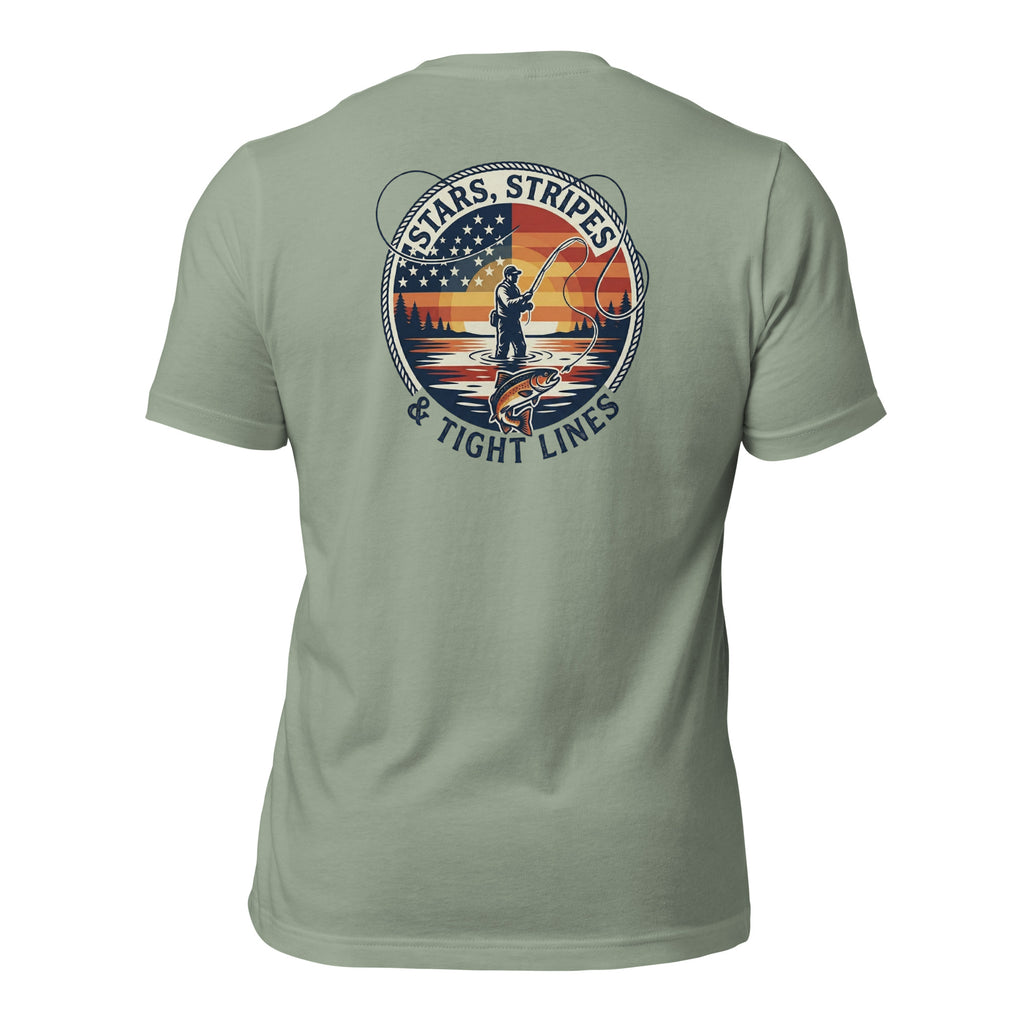 LIV 4 Stars Stripes and Tight Lines Fishing Unisex T-Shirt