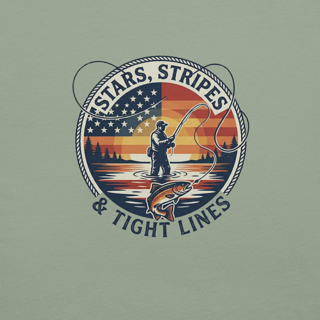 LIV 4 Stars Stripes and Tight Lines Fishing Unisex T-Shirt