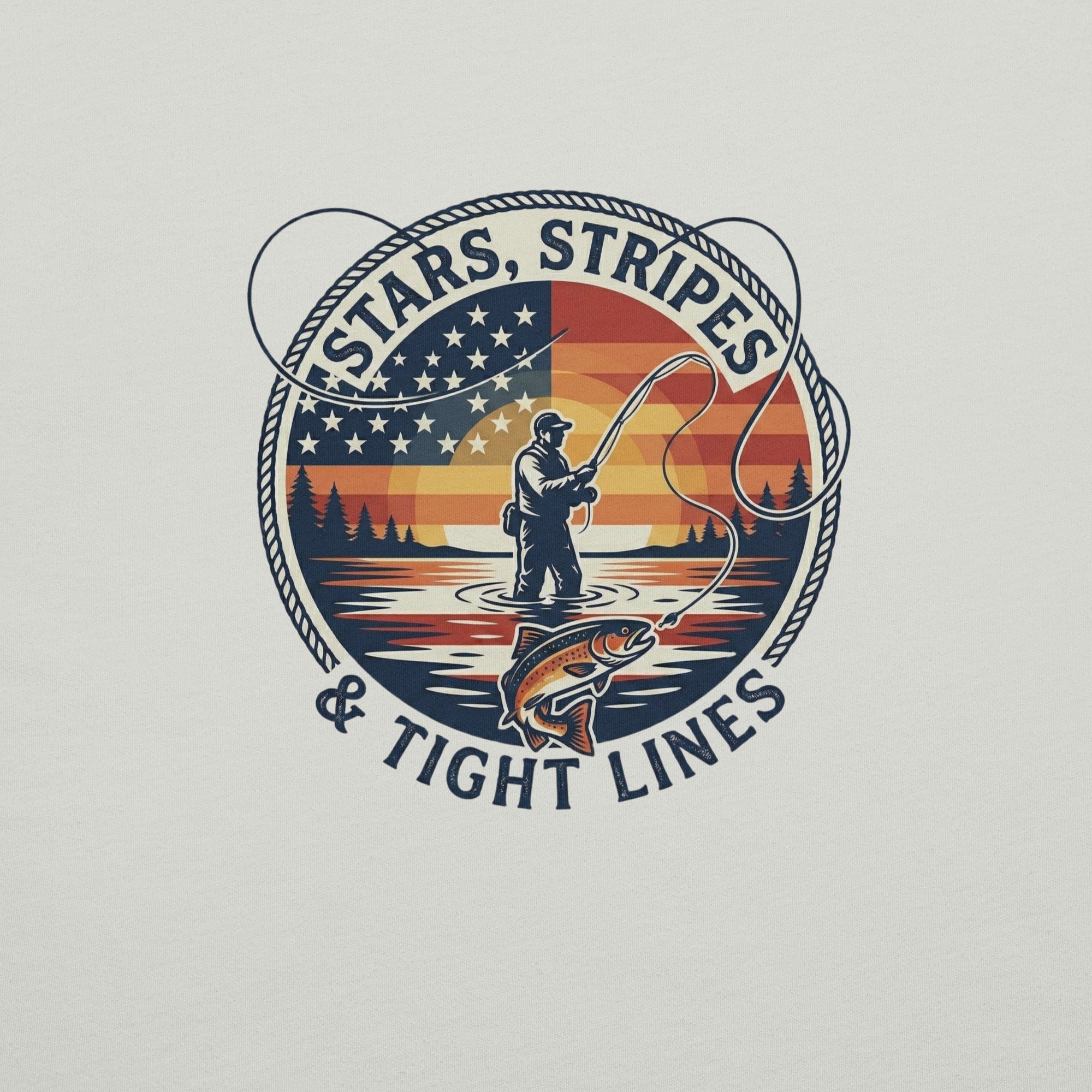 LIV 4 Stars Stripes and Tight Lines Fishing Unisex T-Shirt
