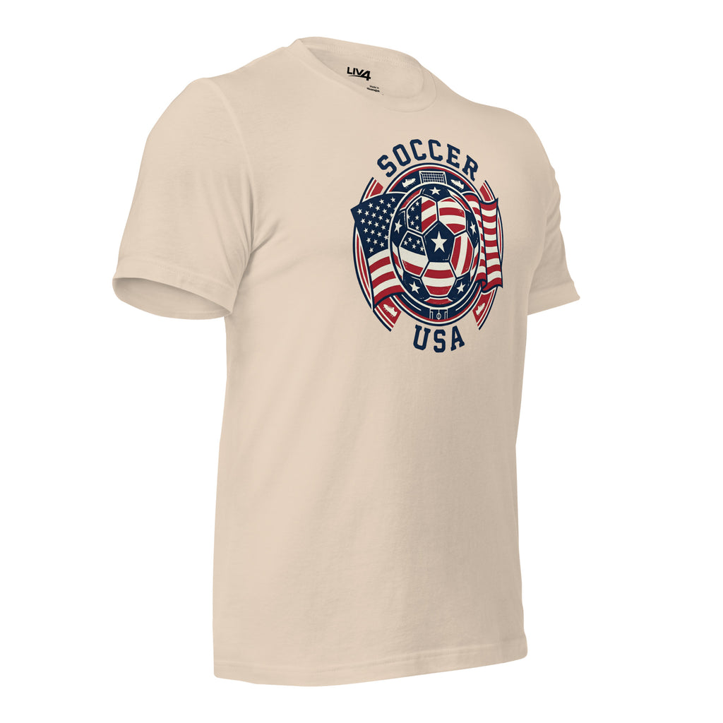 LIV 4 Soccer with USA Flag Unisex T-Shirt