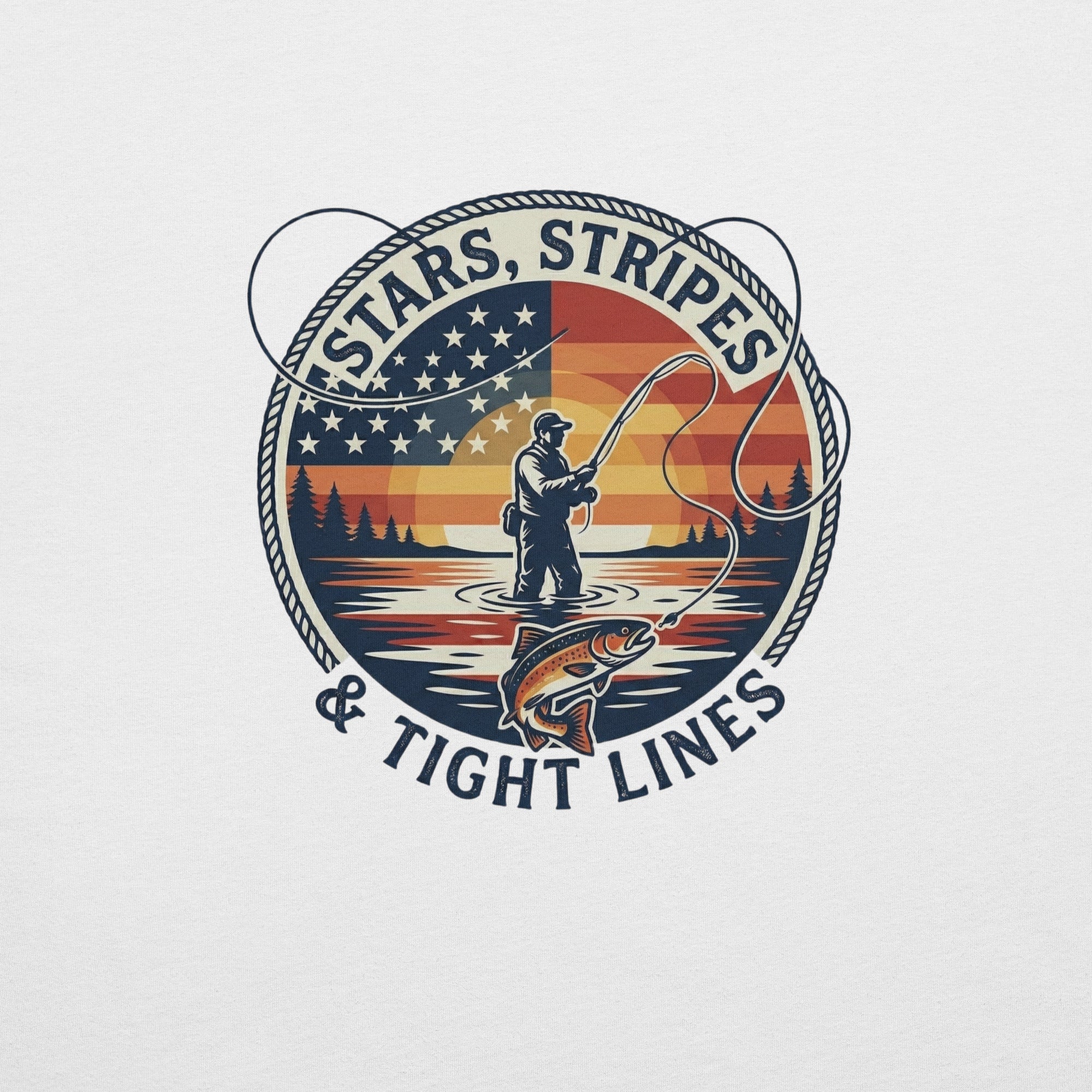 LIV 4 Stars Stripes and Tight Lines Fishing Unisex T-Shirt
