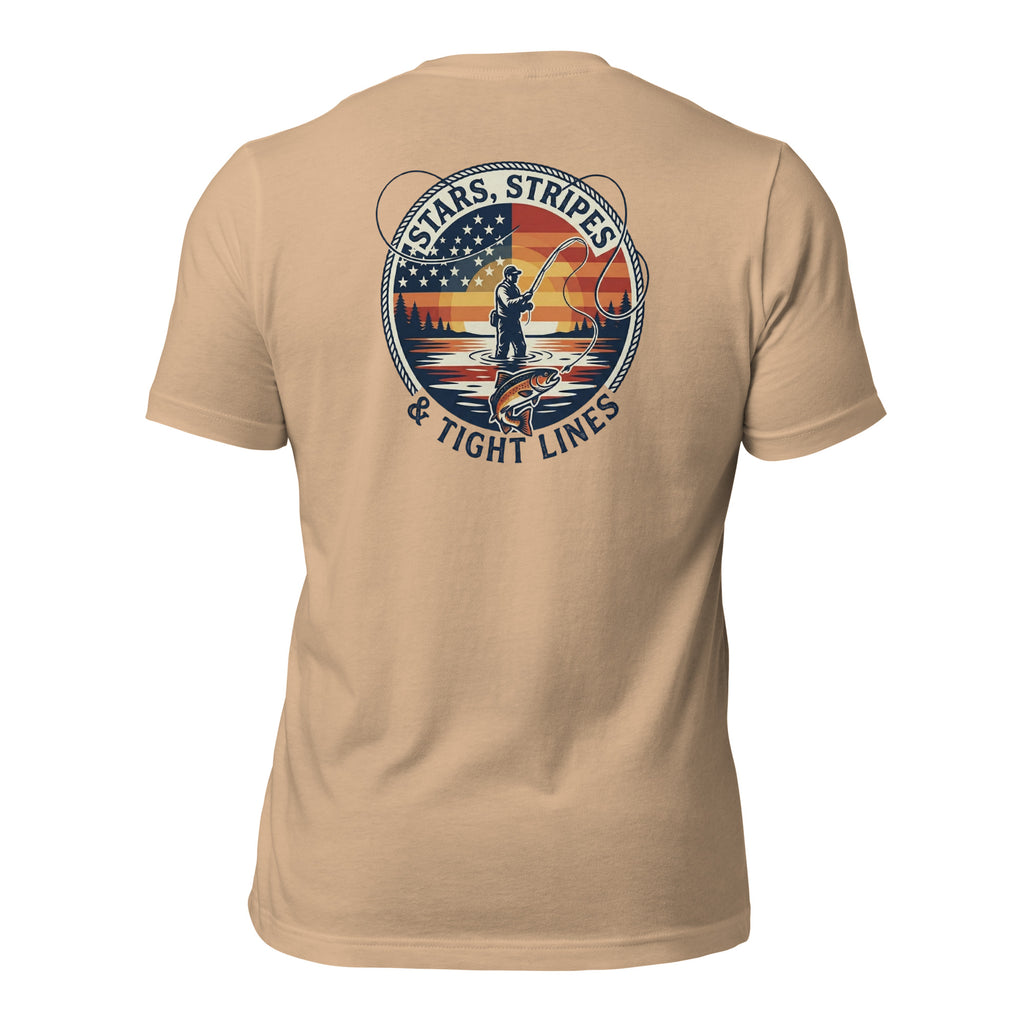 LIV 4 Stars Stripes and Tight Lines Fishing Unisex T-Shirt