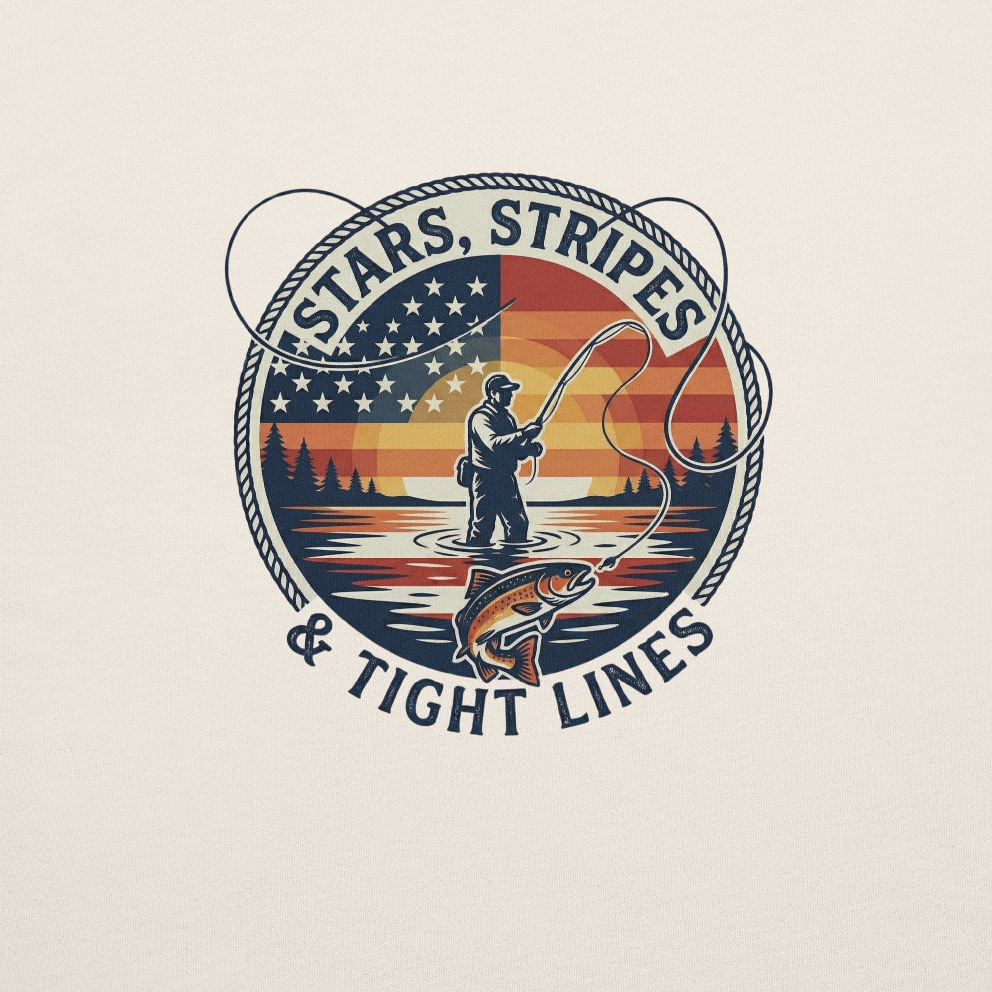 LIV 4 Stars Stripes and Tight Lines Fishing Unisex T-Shirt