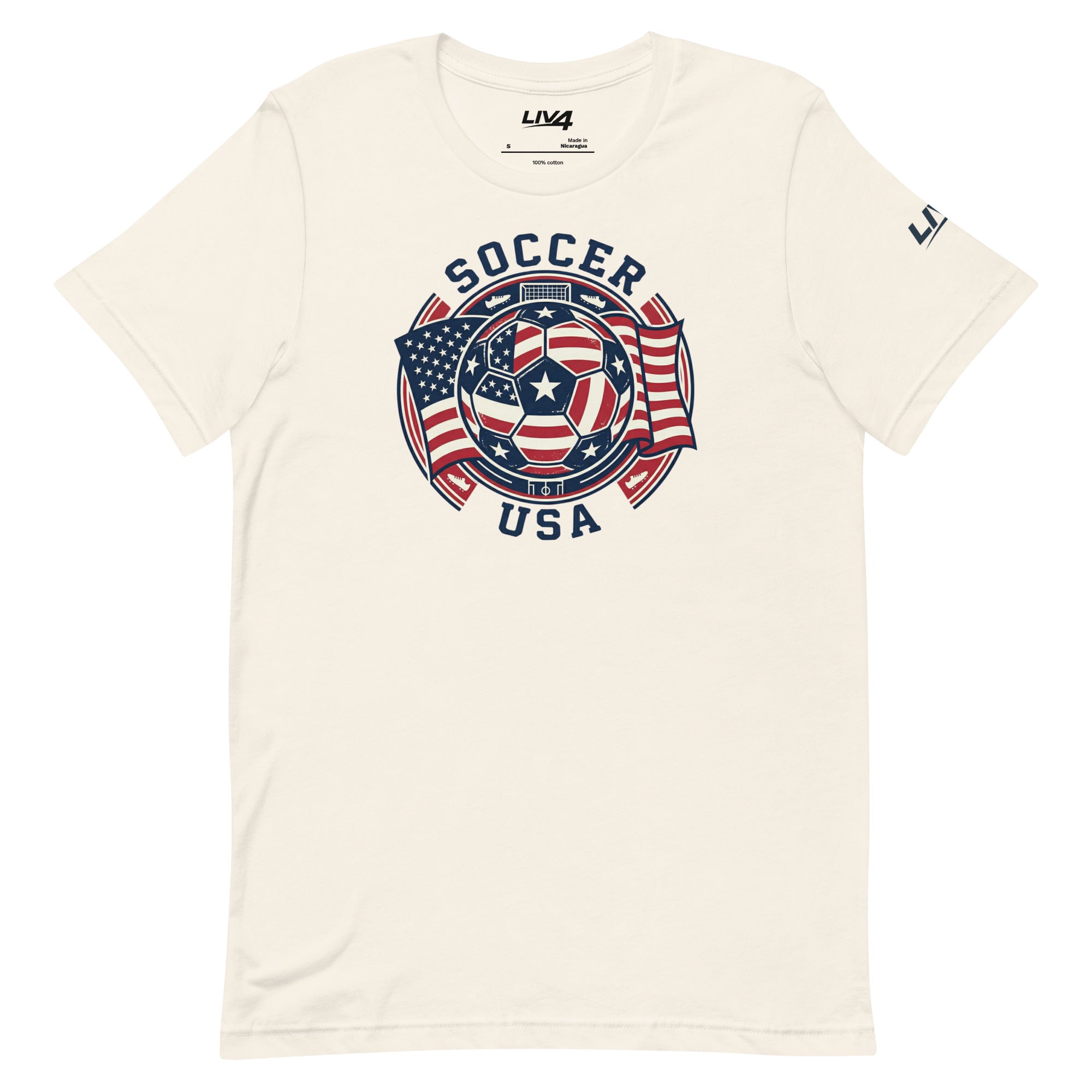 LIV 4 Soccer with USA Flag Unisex T-Shirt