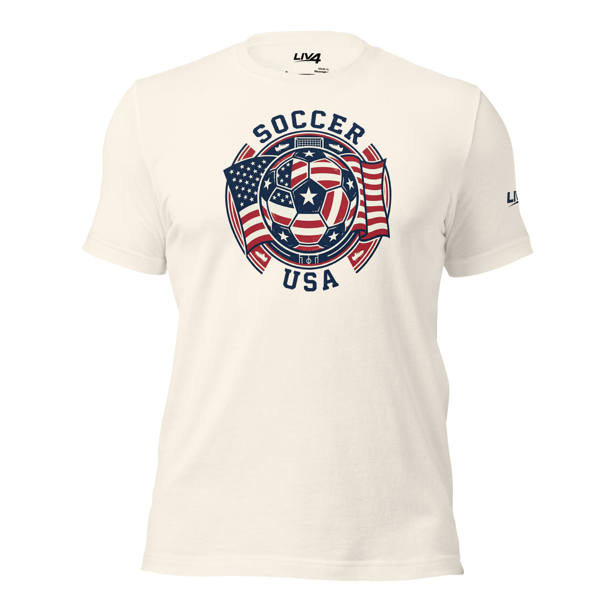 LIV 4 Soccer with USA Flag Unisex T-Shirt