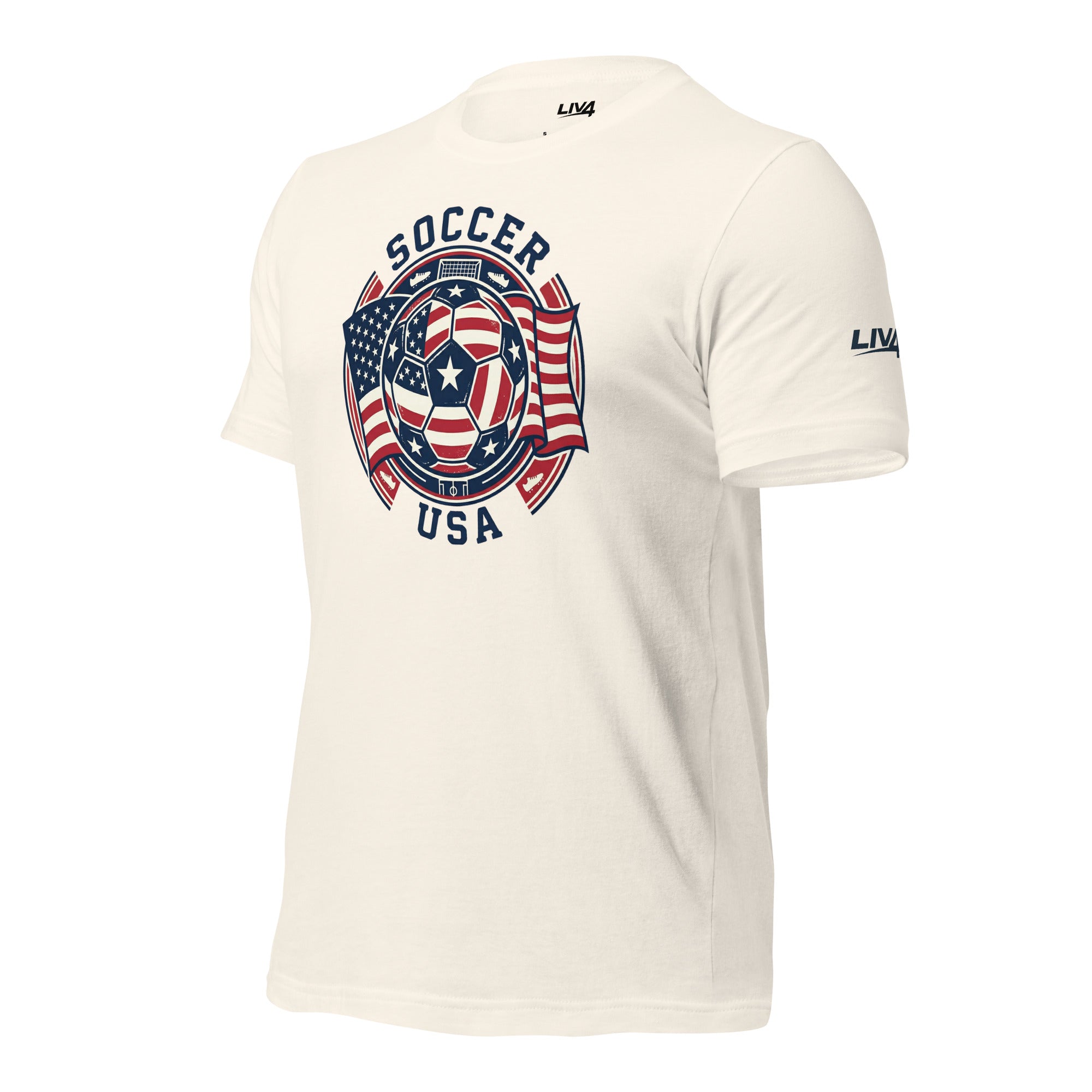 LIV 4 Soccer with USA Flag Unisex T-Shirt